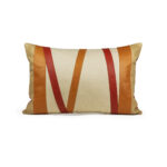 Linen cushion. Leather and cashmere linen blend